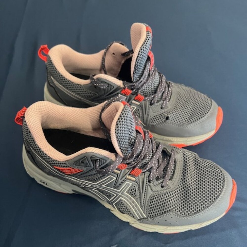 ASICS Gel-Venture8 Womens 7.5 Wide Grey Pink Hiking Running Shoe Cross Training